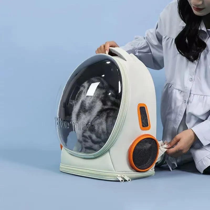 Cat pet bag portable outdoor backpack large capacity transparent visible window ventilated small dog bag large viewing area