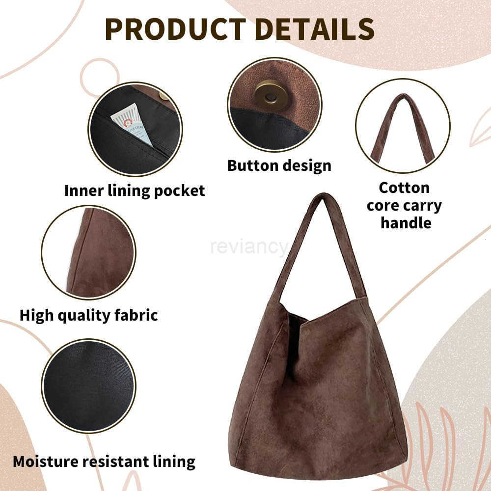 Bags for Women 2025 New Suede Tote Bag for Women Retro Slouchy Office Shoulder Tophandle Tote HandbagsW250913