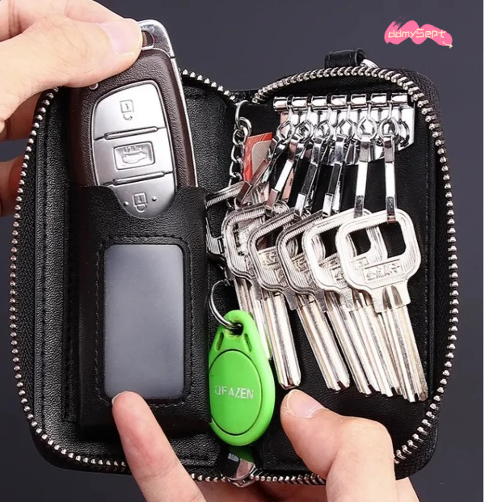 2025 Zipper Large Capacity Men Genuine Leather Multifunctional Practical Car Bag Cowhide Key Pouch 250818 ddmythur