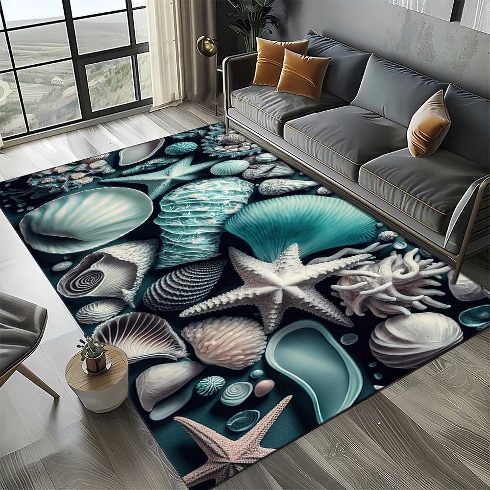 2025 New Starfish Beach Shell Sea Star Sand Carpet Rug for Living Room Bedroom Home Sofa DecorationKids play Nonslip Floor Mat C250913
