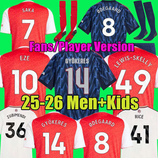 25 26 SAKA ZUBIMENDI GYOKERES EZE soccer jerseys HINCAPIE DOWMAN ODEGAARD HAVERTZ LEWIS-SKELLY GABRIEL 2025 fooball shir Men Kids ses RICE KELLY ArSeN op