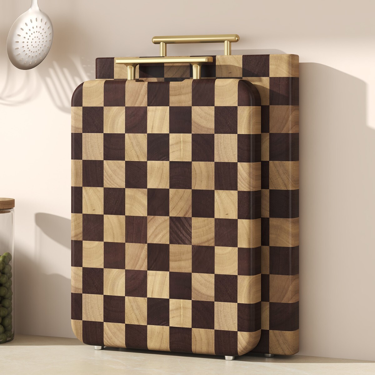 Shijian Checkerboard Ebony Wood Cutting Mildewproof Household Chopping Block Sticky Board Antibacterial Anti-Crack