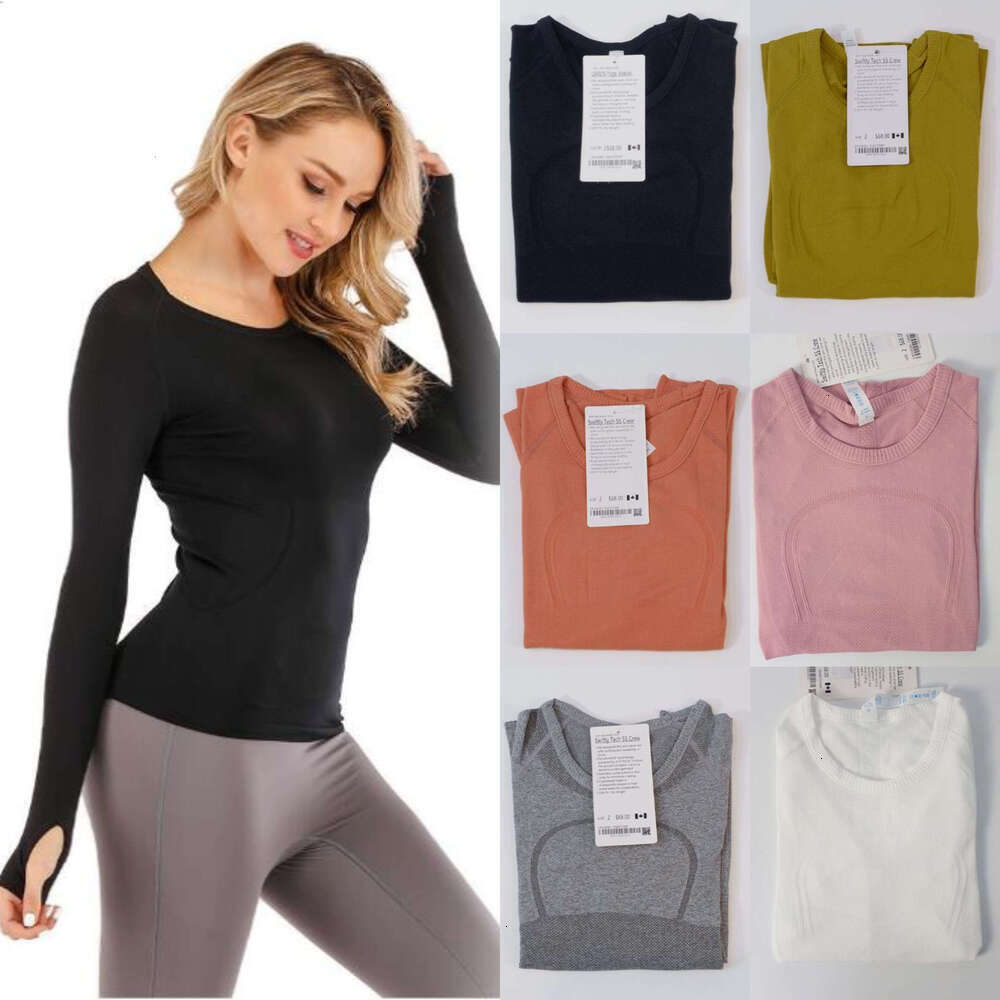 Women Yoga t-shirt luluity lemonitys T-shirt elastic breathable luluity lemonitys shirt seamless luluity lemonitys sets long-sleeved exercise bike