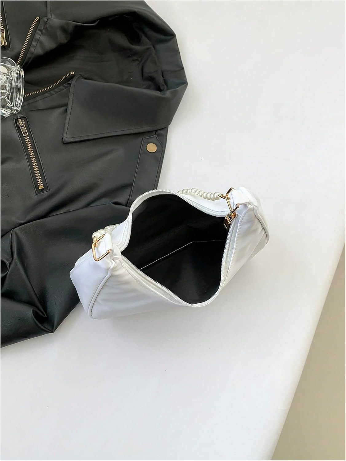 Womens Pearl Top Handle Shoulder Handbag Floral Hobo BagW250913