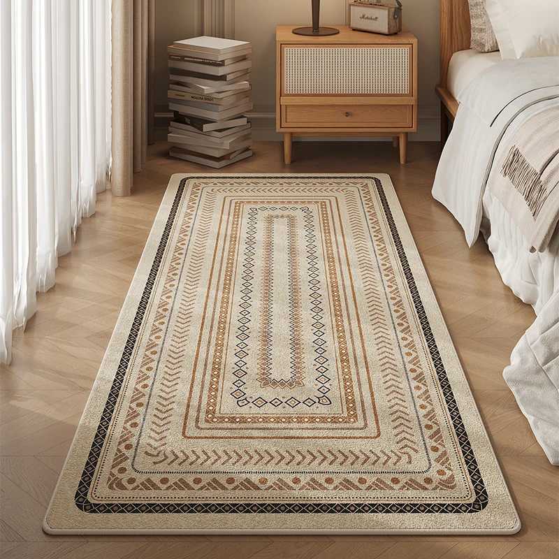 VIKAMA Ethnic Style Bedroom Bedside Rug American Bed Front Long Floor Mat Living Room Mat Room NonSlip Bed End Foot Mat C250913