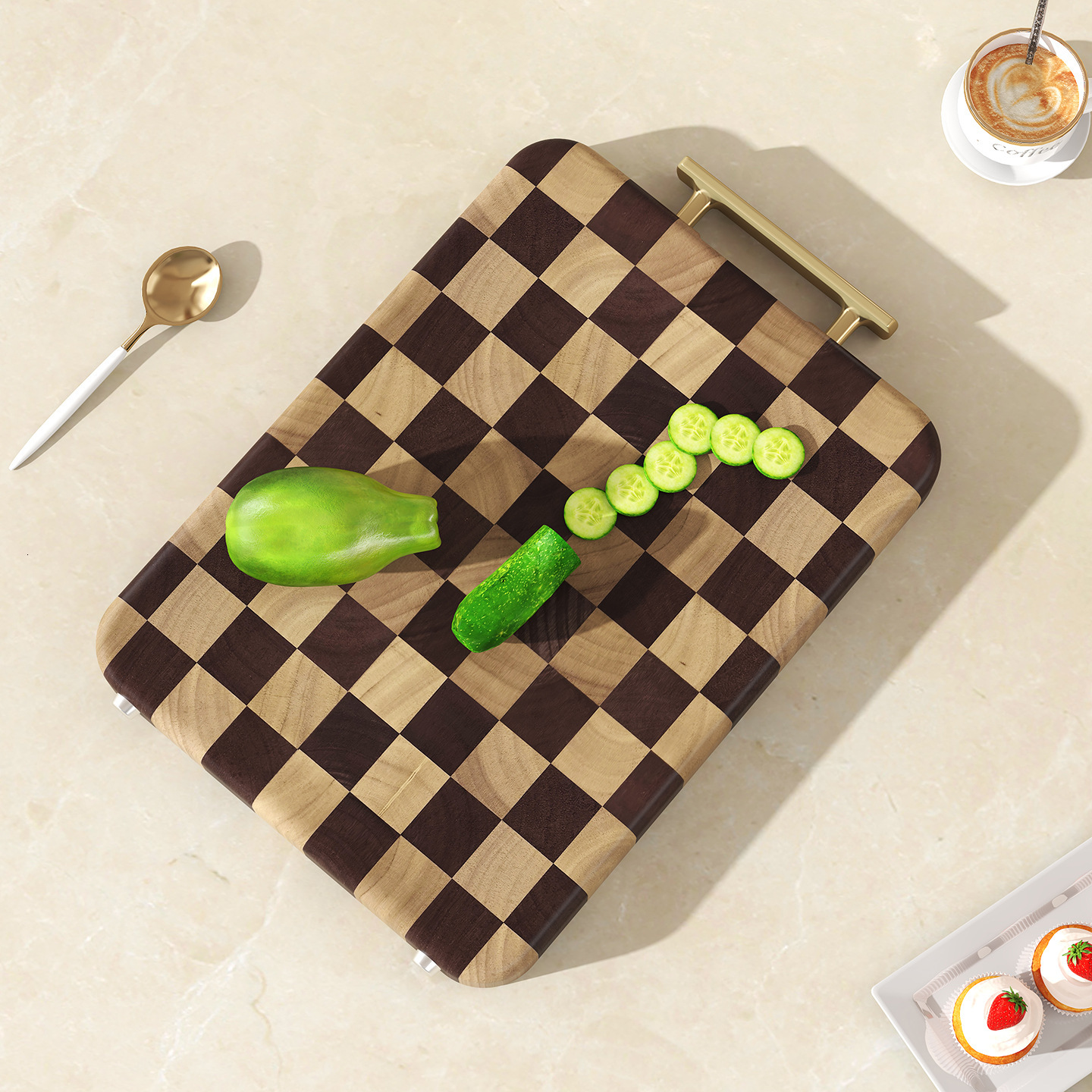 Shijian Checkerboard Ebony Wood Cutting Mildewproof Household Chopping Block Sticky Board Antibacterial Anti-Crack