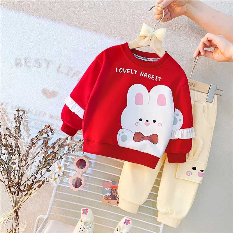 New Spring Autumn Baby Clothes Suit Children Girls Fashion Cartoon TShirt Pants 2PcsSet Toddler Sports Costume Kids Tracksuits C250913