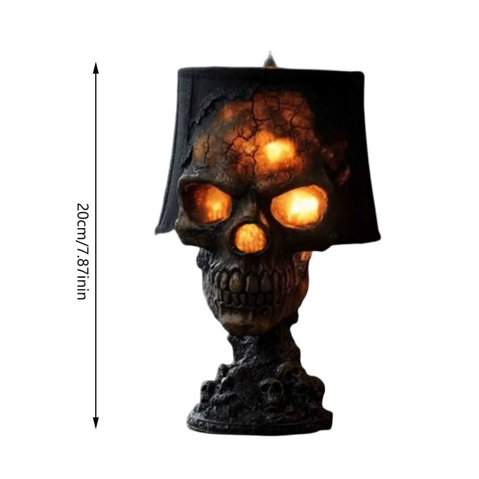 Natural Obsidian Glowing Skull Lamp Horror Halloween Night Light Hand Carved Crystal Stone Decor Moody Dark Fantasy Gift C250913