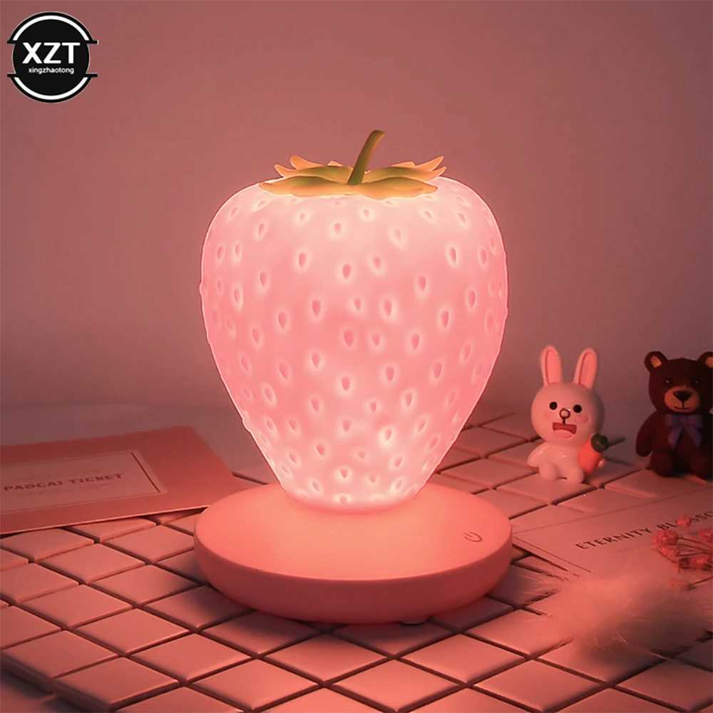 LED Strawberry Lamp for Bedroom Silicon TouchSensor USB Rechargeable Dimmable Idyllic Bedside Night Light for House Decoration C250913