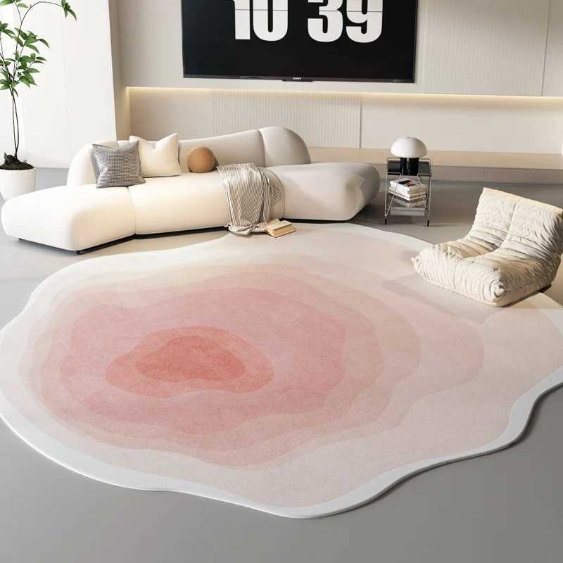 Ins Style Living Room Decoration Pink Carpet Irregular Shape Rugs for Bedroom Fluffy Soft Plush Bedside Mat Luxury Cloakroom Rug C250913