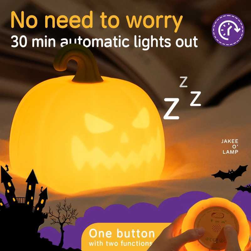 LED Cute Pumpkin Night Light Dimmable Bedside Lamp Touch Control Night Lamp With Timer For Kid Adults Halloween Party Room Decor C250913