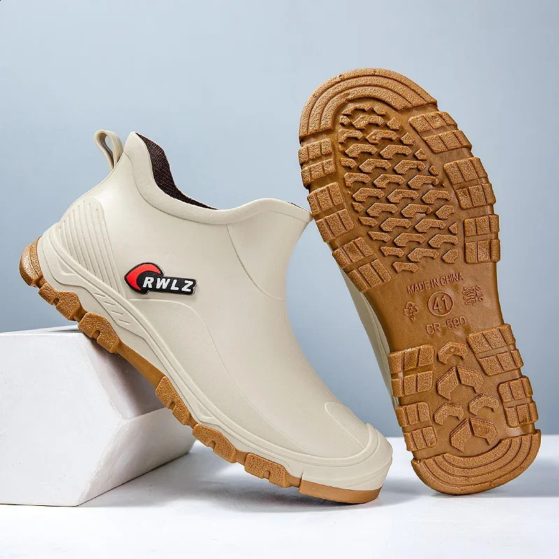 Rain Boots for Men Fashionable Allseason Nonslip Waterproof Rubber Shoes Fishing Work Car Wash Wearresistant Water 250912