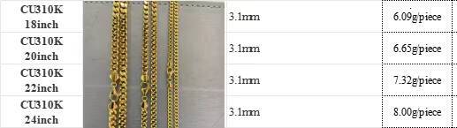 Fine Jewelry AU750 Yellow Gold 18K Thick 31mm 42mm 52mm Hollow Facet Curb Cuban Link Chain Necklace for Men