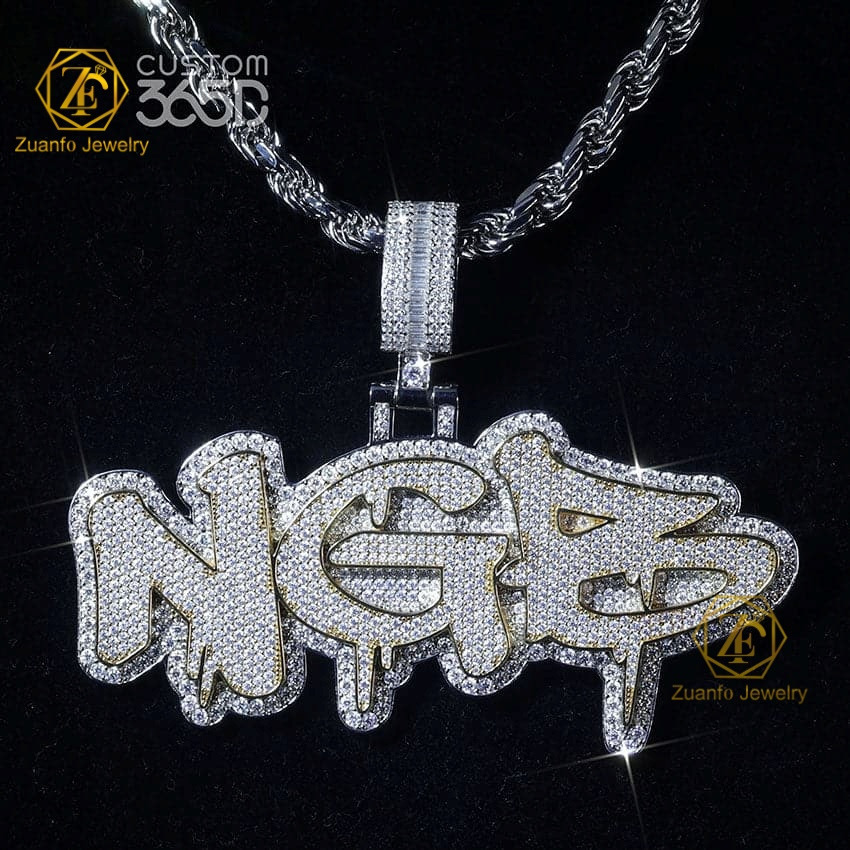 Factory Customized Moissanite Pendant Men Iced Out Jewelry VVS Moissanite Diamonds Cuban Chain Fine Custom Name Hip Hop Pendant