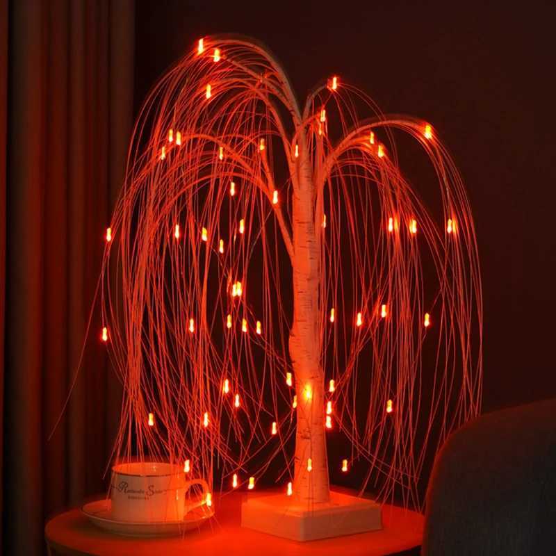 LED Willow Night Light Gypsophila RGB Tree Remote Table Lamp For Home Bedroom Wedding Christmas Indoor Decor Bedside Fairy Light C251122