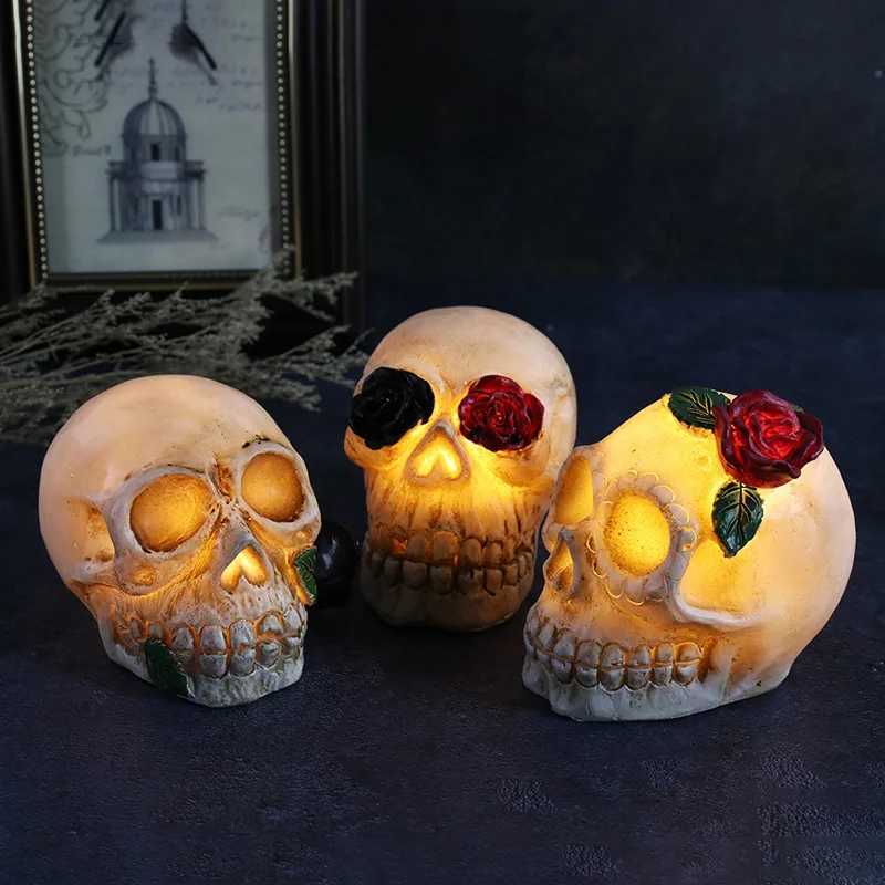 Halloween Lights Rose Skull Resin Lights Horror Themed Atmosphere Indoor and Outdoor Decoration Lawn Lights C250913