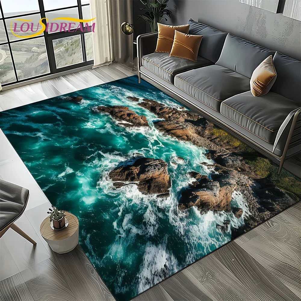 Ocean Beach Reef Nature Design Area Rug NonSlip Carpet for Living Room Bedroom Home Sofa Decor Kids Floor Mat C250913
