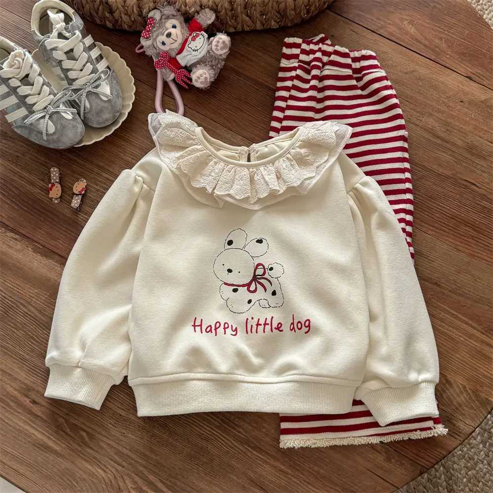 Toddler Girls Autumn Sweatshirt Sets Cartoon Printed TopStriped Pant Baby Girls Casual Sets Long Sleeves Kids Baby Girls Sets C250913