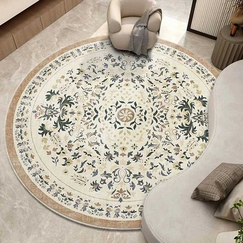 VIKAMA Vintage Persian Bohemian Round Looppile Rug Premium Ethnic Mandala Living Room Bedroom Floor Mats Home Decor Rugs C250913