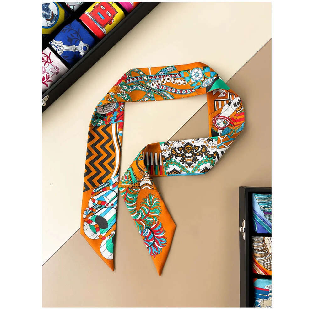 New Mulberry Silk High Version Silk Small Twilly Silk Scarf Tied Bag Handle Decoration Long Thin And Narrow Womens Headband 40040