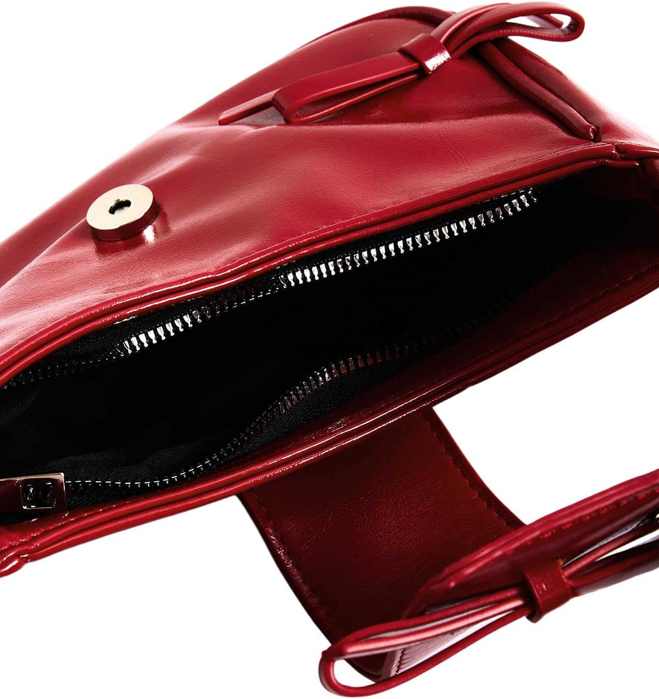 Womens Bow Shoulder Handbag PU Leather Top Handle Y2K Underarm BagsW250913