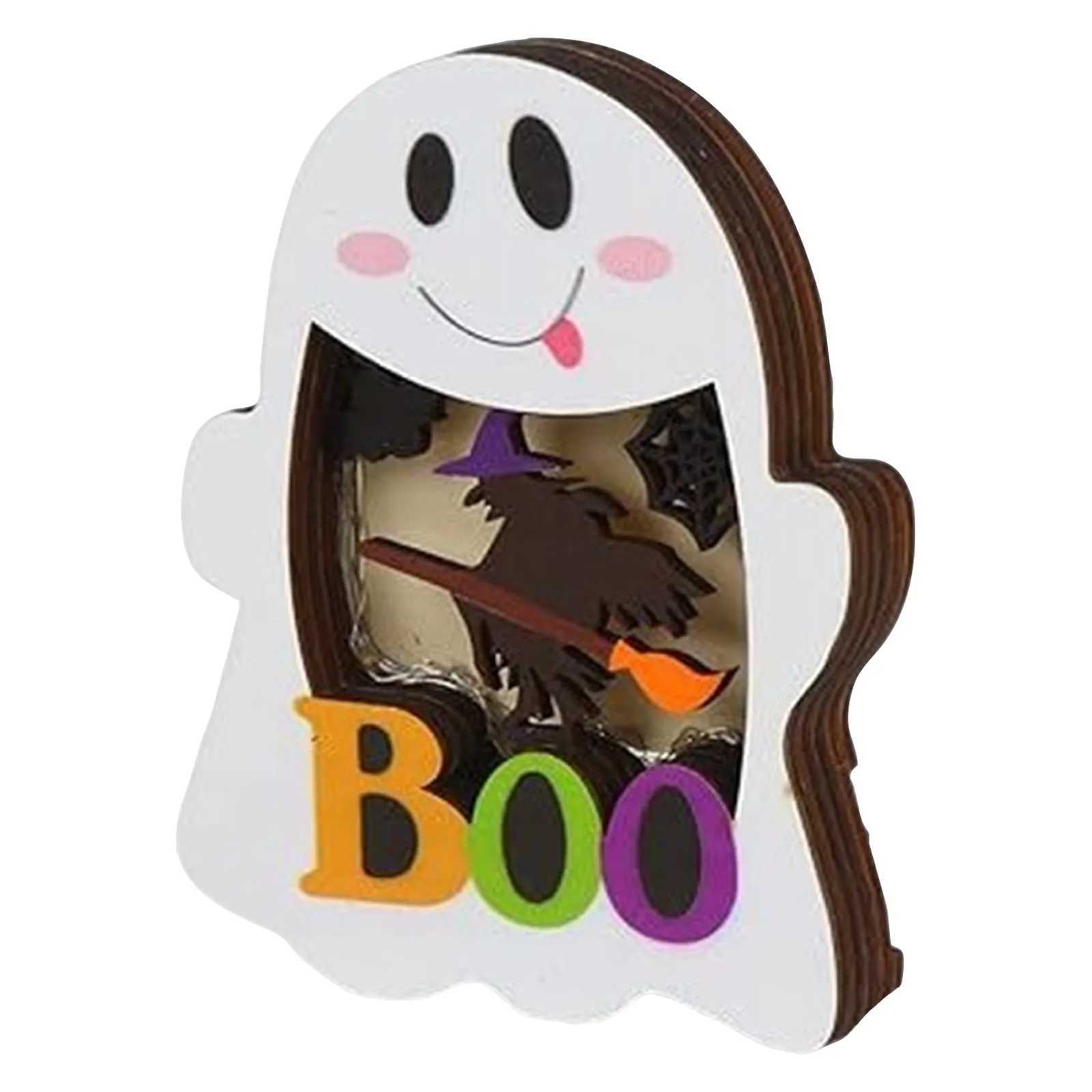 Halloween Theme Pumpkin Wooden Table Lamp with LED Lights Terrifying Party Room Decoration Holiday Unique Gift for Friend C250913