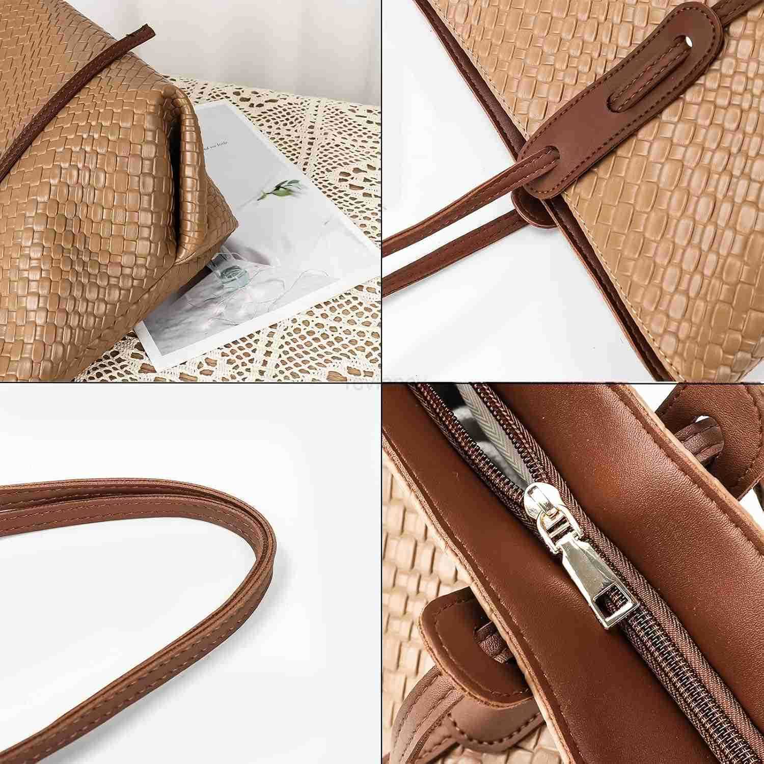 Women Large Capacity Tote Bags PU Faux Leather Top Handle Satchel Handbags Shoulder Purse for Work Shopping CampingW250913