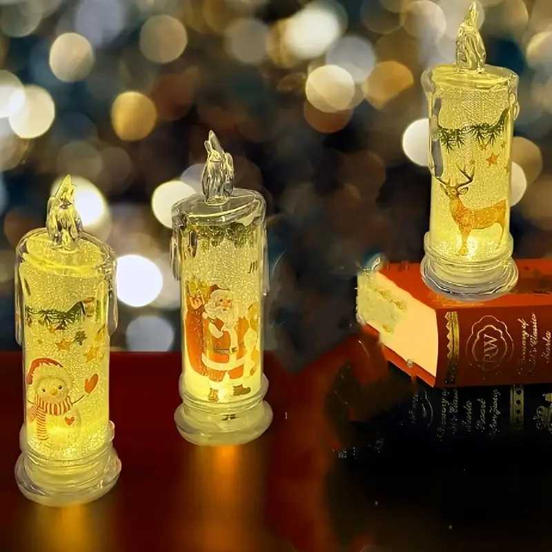 Christmas Flameless LED Candle Lights Faux Ambient Lights Builtin Printed Candle Lights Electronic Holiday Decoration Ornaments C251122