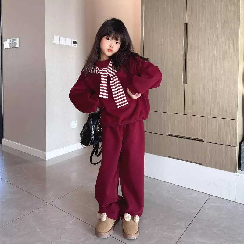 Sweatshirt Set Casual Twopiece Hoodie Shawl Top Pants 2Piece Kids Winter Clothes Autumn Wear 2025 Girl Clothing Girlss Sets C250913