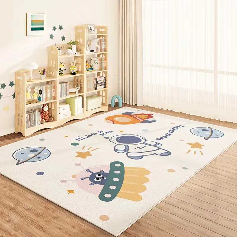 VIKAMA Crystal Pile Carpet Spaceman Childrens Nursery Playmat Dirty Resistant Washable Cushioned Carpet for Living Room Bedroom C250913