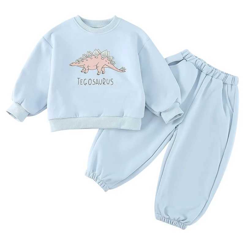 Toddler Girls Autumn Sport Set Cartoon Printed TopElastic Waist Pant Baby Girls Set Round Neck Loose 110Y Girls Sweatshirt Set C250913