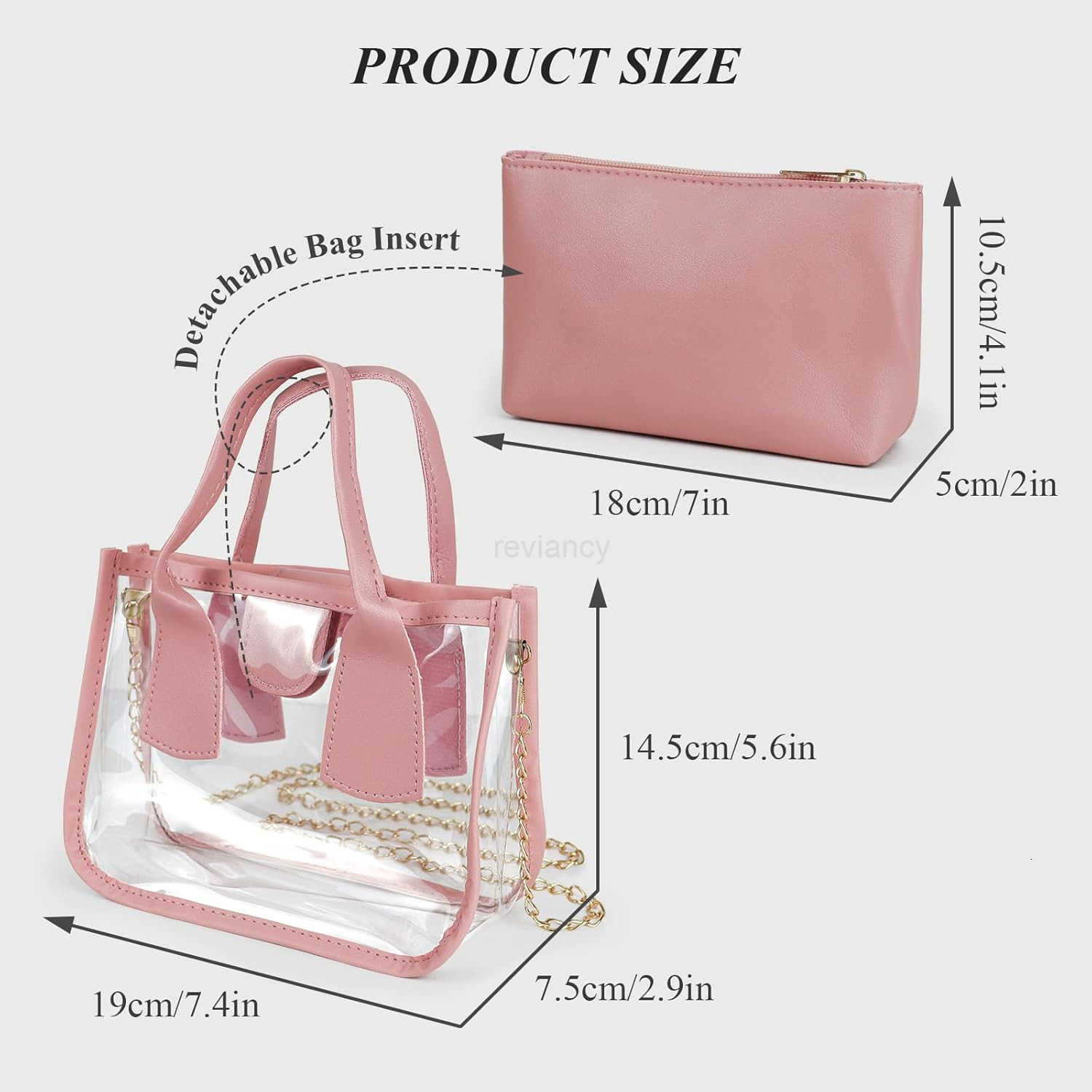Clear Crossbody Purse Clutch Purses for Women with Detachable Bag Insert Chain Shoulder Strap Clear HandbagW250913