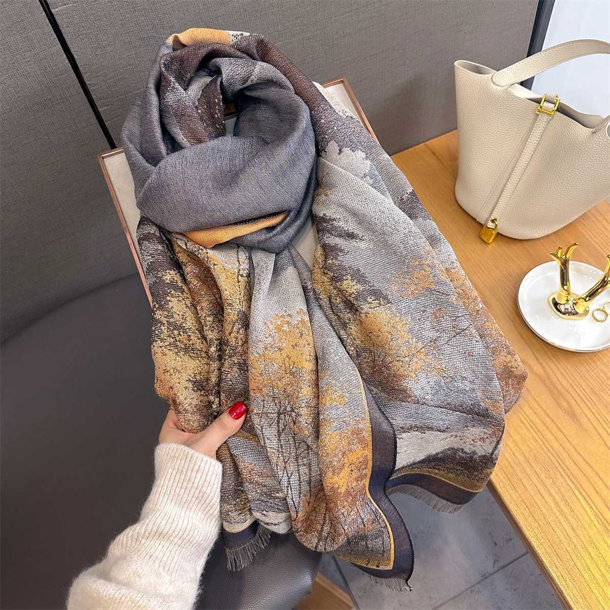 Luxury 70185cm Warm Scarf For Wen Tassel Shawl Imitation Cashmere Pashmina Warps AutumnWinter Coldproof Windproof Blanket G250912