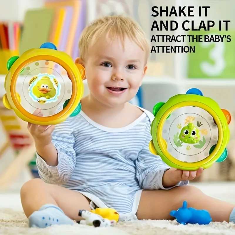 Cartoon frog and duck tambourine ring Vibrating tambourine suitable for children 03 years old clapping toy C250913