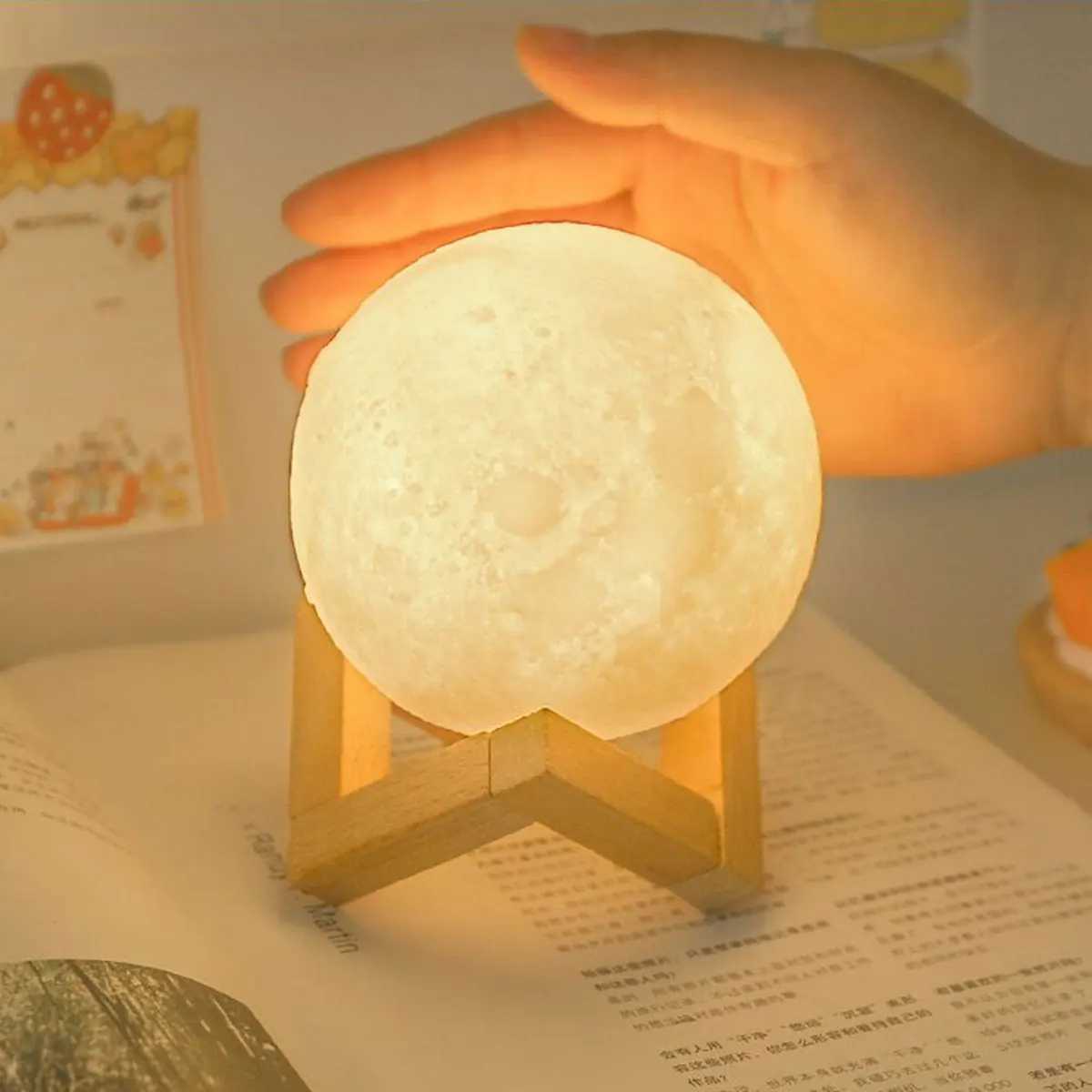 8cm Moom Night Light Romantic Atmosphere Creative Gift Moon Light LED Bedroom Bed Decoration Ambiance Light Lamp Soft Warm Light C251122
