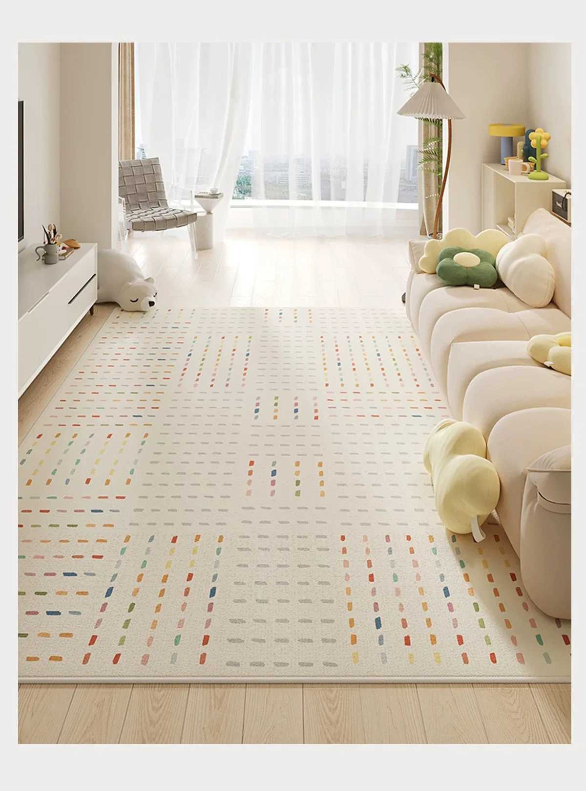 VIKAMA ins Style Color polka dot Living room Simple Art Deco carpet Nordic girls Bedroom sofa headboard Warm home decor floormat C913 H260226