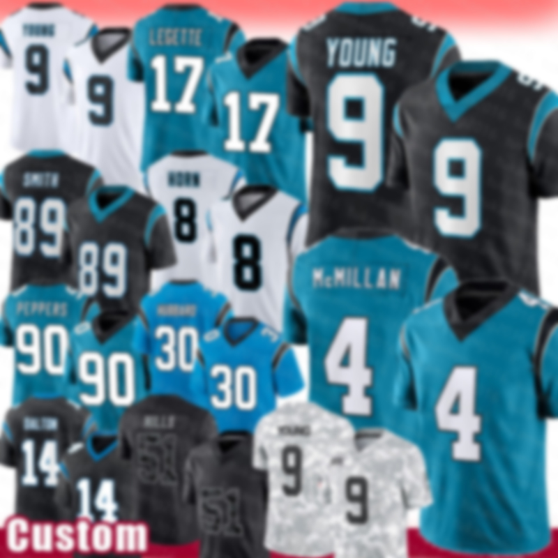 Bryce Young McMillan Football Jerseys Xavier Legette Jaycee Horn Steve Smith Sr Julius Peppers Chuba Hubbard Taylor Moton Andy Dalton Sam Mills Jalen Coker