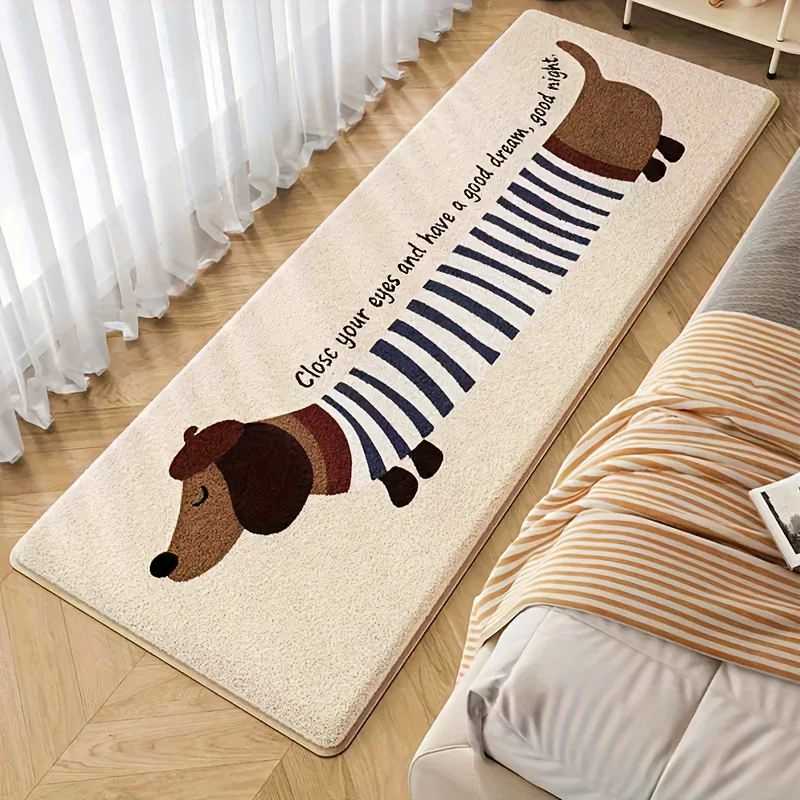 VIKAMA Long Dog Carpet Bedroom Bedside Rugs Bay Window Mat Living Room Carpet Cute Door Mat Absorbent Bathroom Carpet Home Decor C250913