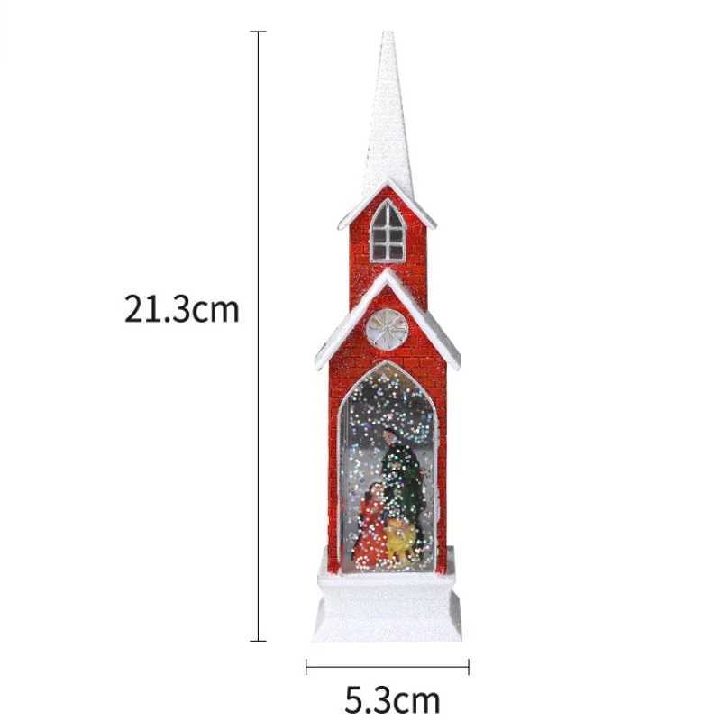 New LED Christmas lighting gliter Jesuit Church shaped small wind lamp tabletop decor angel christmas decorations for home C251122