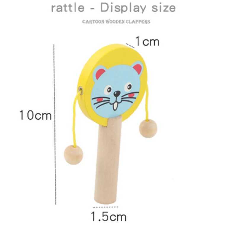 Kids Cartoon Wooden Rattle Drum Handle Clapping Castanets Board For Baby Musical Instrument Preschool Early Educational Toys C250913