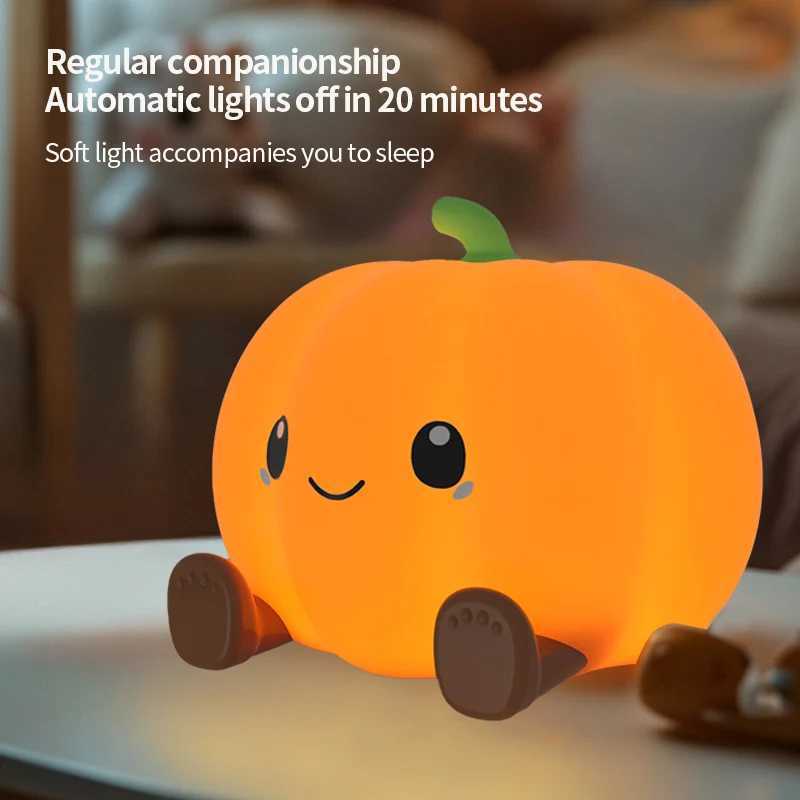 Pumpkin Night Light Bedroom Bedside Companion Sleep Eye Protection Light Toy Small Lamp ThreeLevel Dimmable Silicone Lamp C250913
