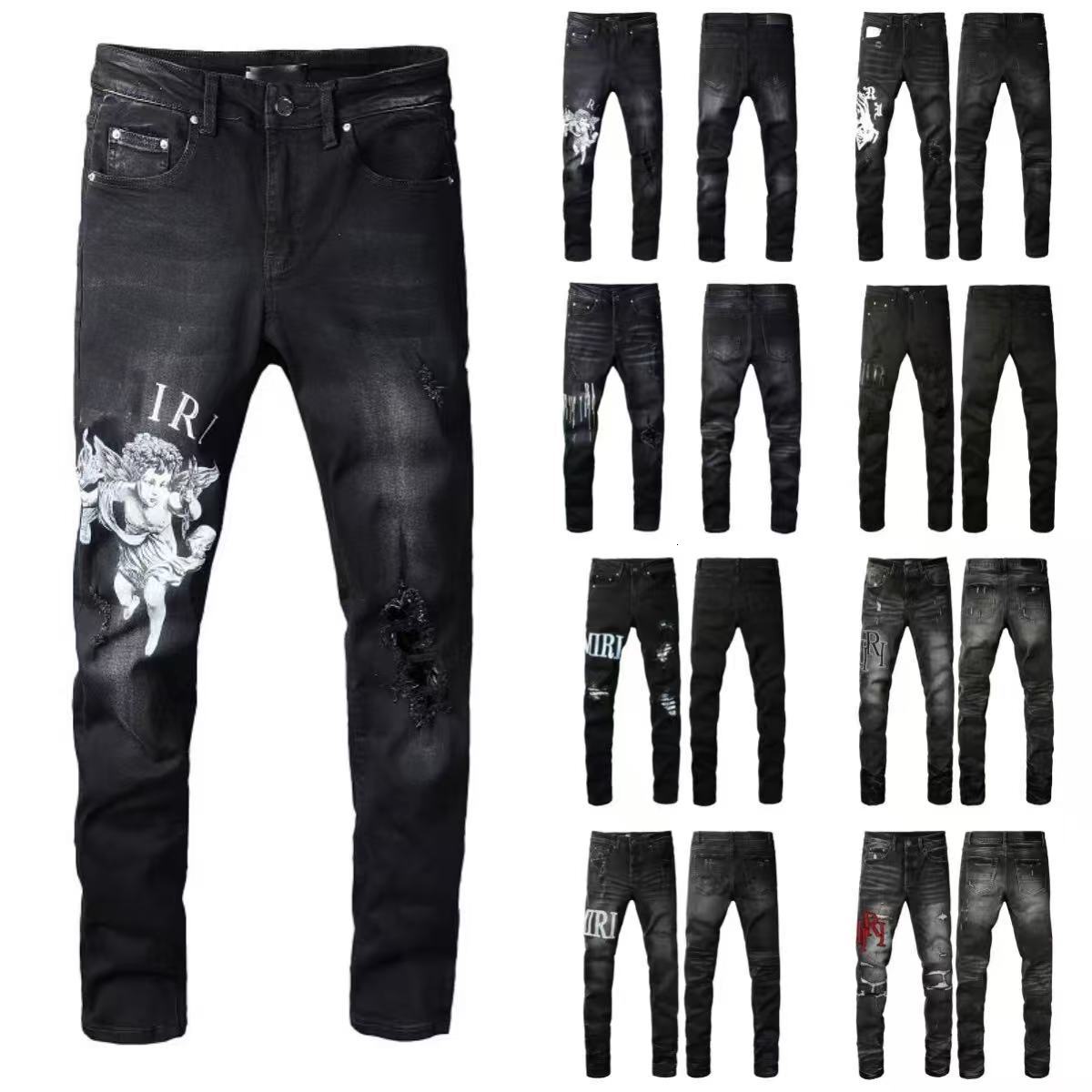 amira jeans designer jeans ksubi jeans High Street Hole Patch Men's womens star embroidery denim jeans stretch slim-fit jnco y2k jeans pant biker skinny jeans