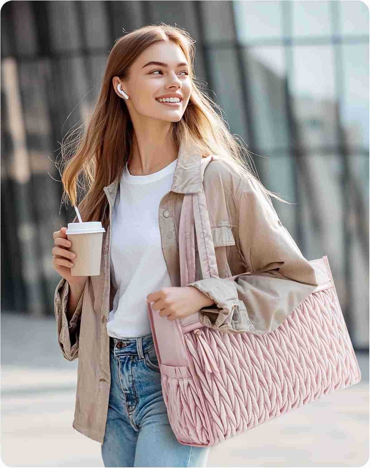 Tote Bag for Women Large Shoulder HandBags with Zipper Black Purses and Top Handles for Travel WorkW250913