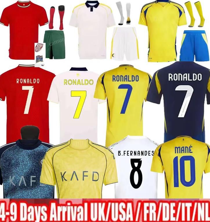 25 26 Al Nassrs FC Portugal Soccer Jerseys Kits Ronaldo 2024 2025 BERNARDO BRUNO FERNANDES Children Athletic Outdoor Apparel Kids Football Shirts duran HOME