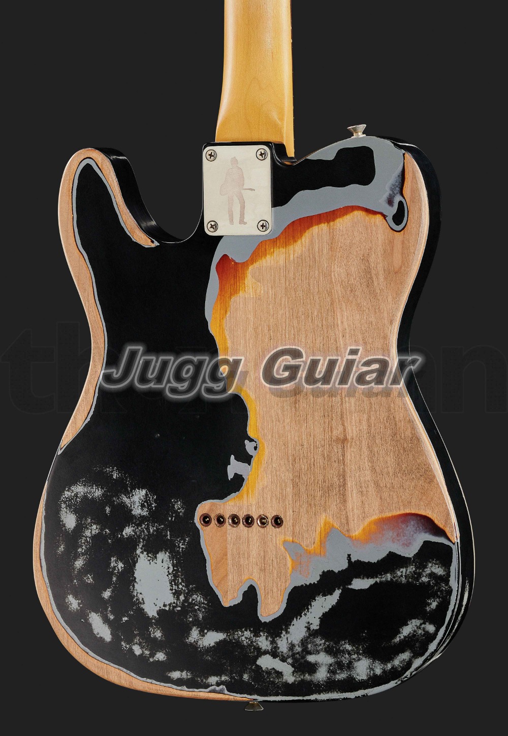 Joe Strummer Signature Road Worn Black Over 3 Tone Sunburst Distressed Electric Guitar Alder Body, Maple Neck 3 Saddle Bridge, Black Pickguard
