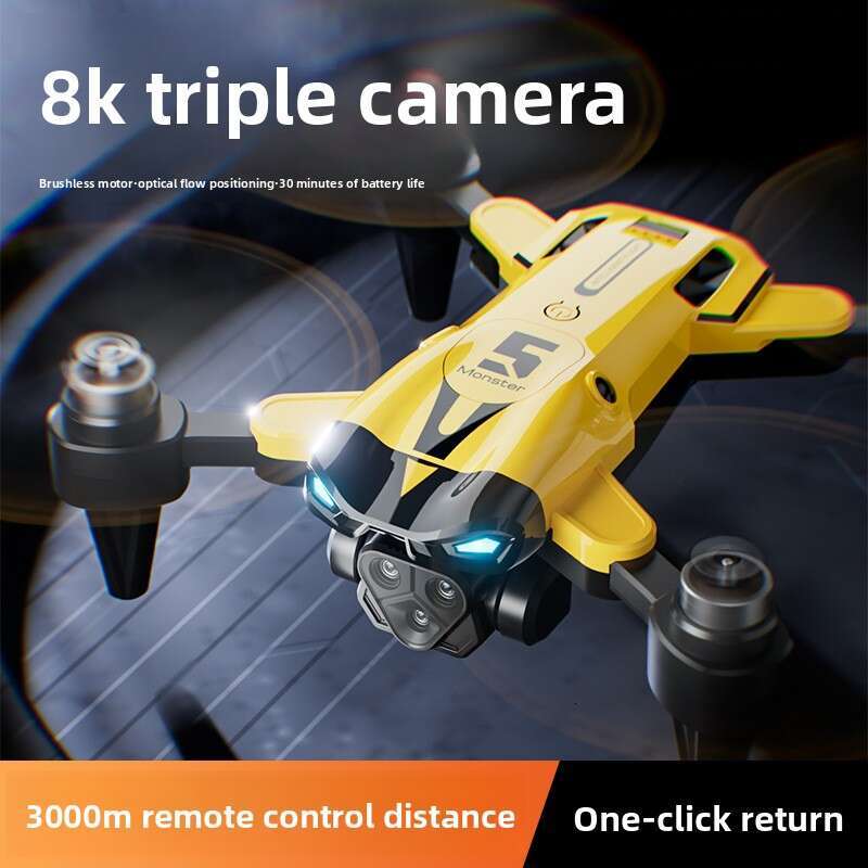 M5 Three Camera Drone HD Aerial Photography Remote Control Aircraft Optical Flow Positioning Quadcopter Foldable remote-controlled helicopter