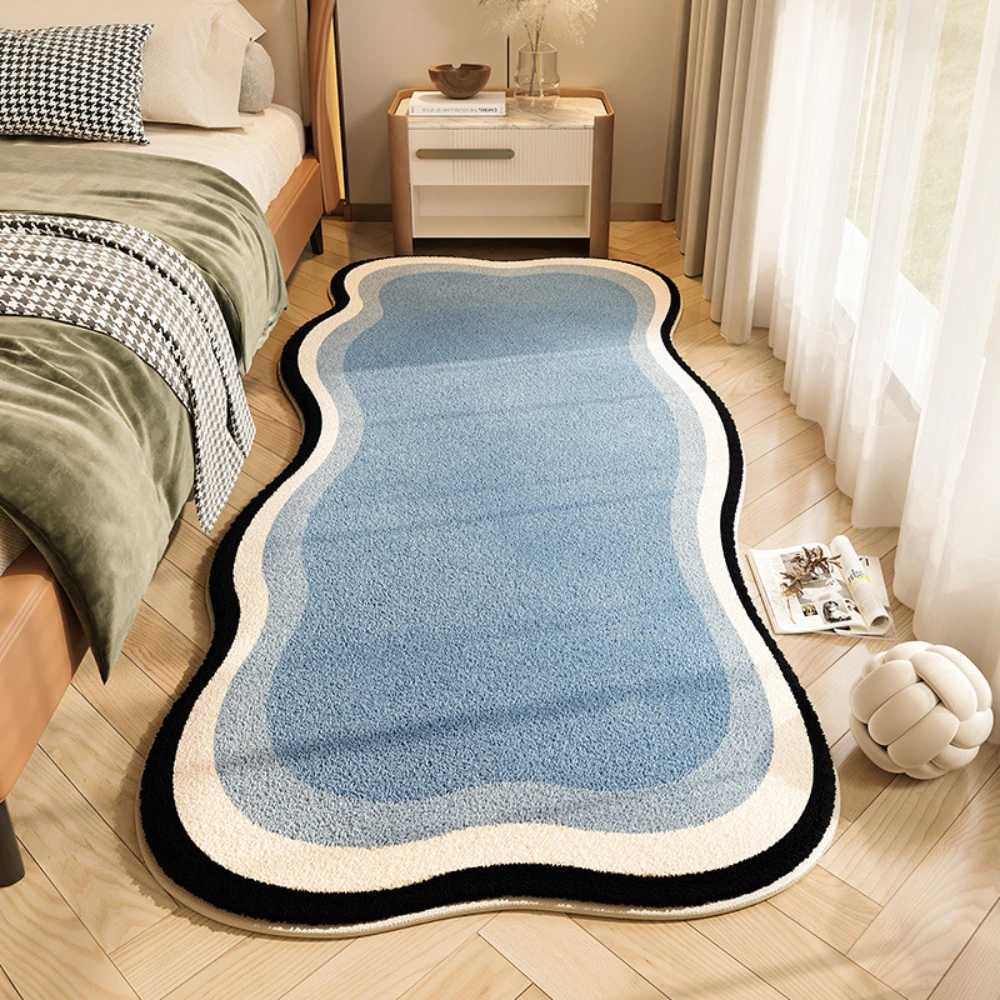VIKAMA Rug For Bedroom Strips Of Flannel Modern Simple Solid Color Bedroom Bedside Carpet Sofa Window Carpet C250913