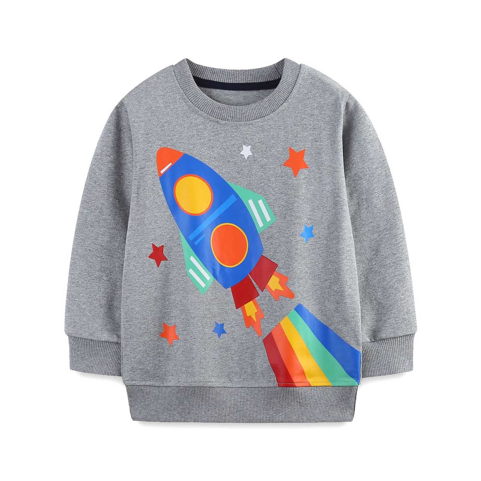 Autumn New Boys' Sweatshirt Cartoon Print Baby Pullover Knitted Cotton Casual Children's Top