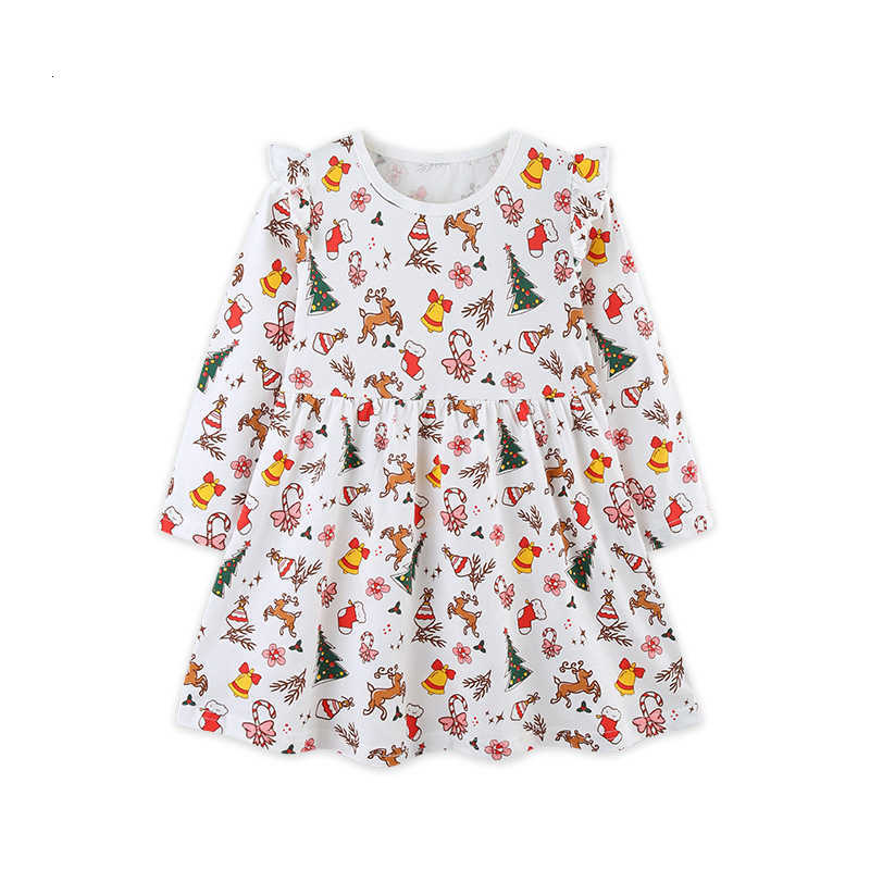 25 Autumn New Children's Dress Christmas Children's Dress Cute Flutter Sleeve Girls' Princess Dress