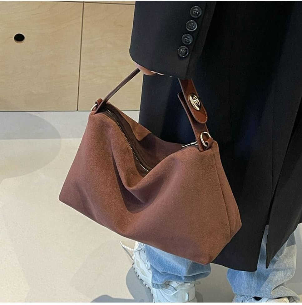 Slouchy Suede Cloud Hobo Bags Women Crescent Satchels Shoulder Bag Crossbody Phone Purse Trendy Tophandle Tote HandbagW250913